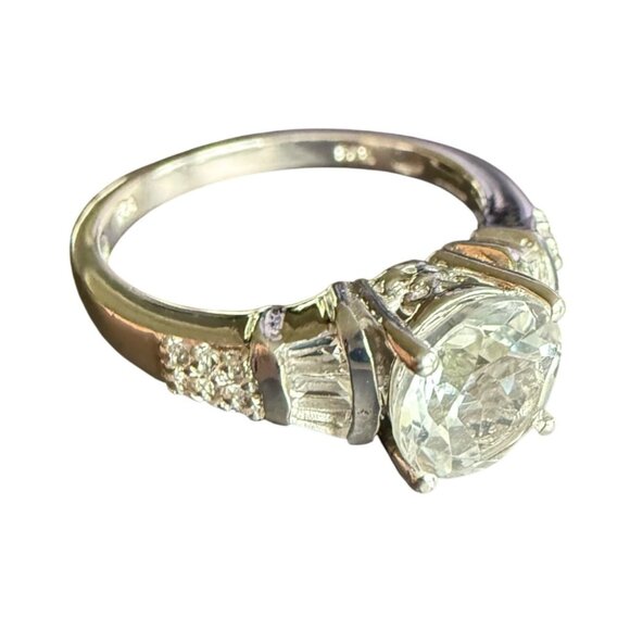 Sterling Silver 925 Clear Topaz Center Stone Size 10 - Picture 1 of 8